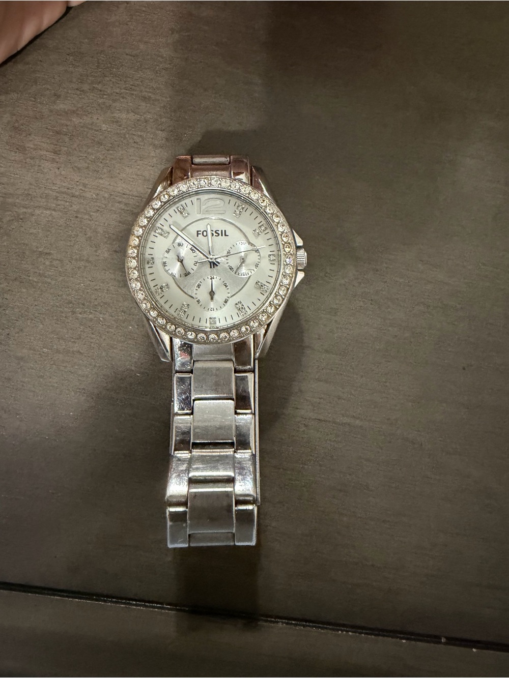 Fossil Silver Crystal-Accent Women's Bracelet Watch